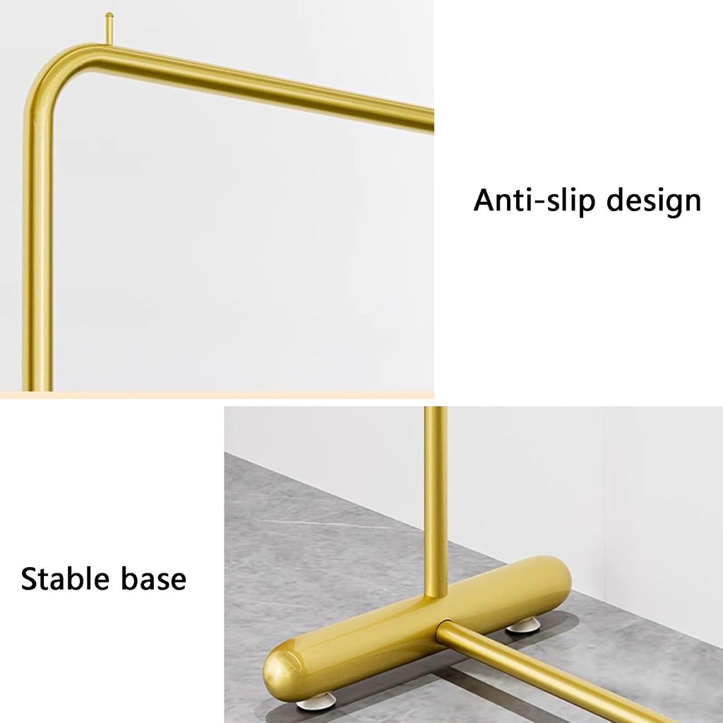 Heavy Duty Coat Rack, Garment Rack Nordic Modern Clothing Rack with T-Shaped Base Golden Wrought Iron Clothes Rail for Hanging Clothes Freestanding Coat Rack (150X40X145CM)