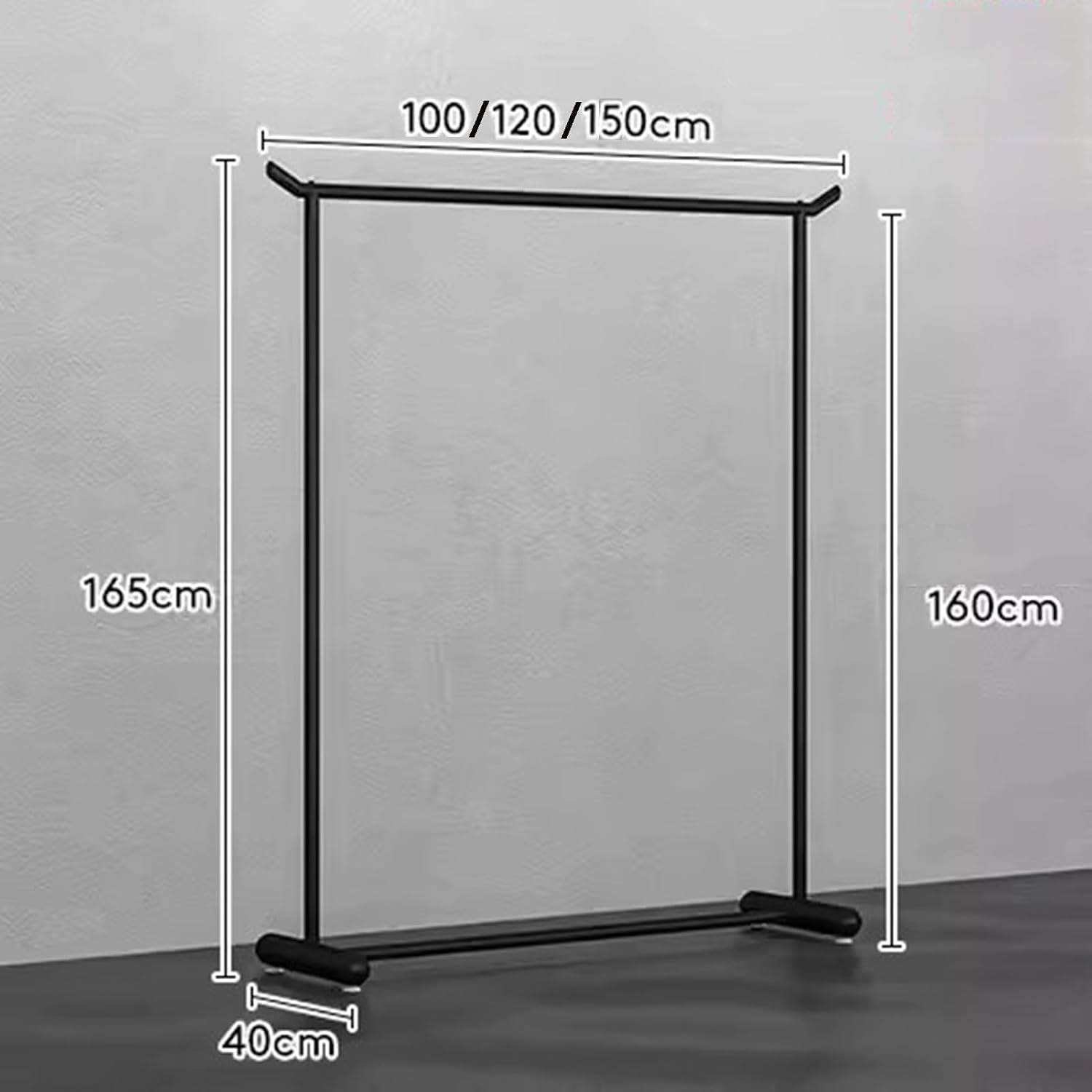 Heavy duty Garment rack Heavy Duty Clothes Rail, Freestanding Metal Hanging Clothes Rack, Large-capacity Retail Display Clothing Rack, Bedroom And Living Room Single Rod Coat Rack, Black ( 120X40X165