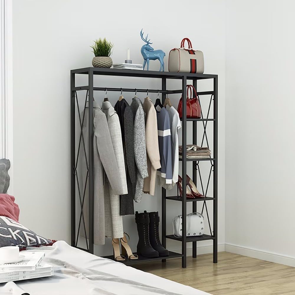 Heavy Duty Metal Clothing Garment Rack with 4 Tier Storage Shelf Free Standing Coat Stand for Coats Skirts Shirts Sweaters 90/120/150cm