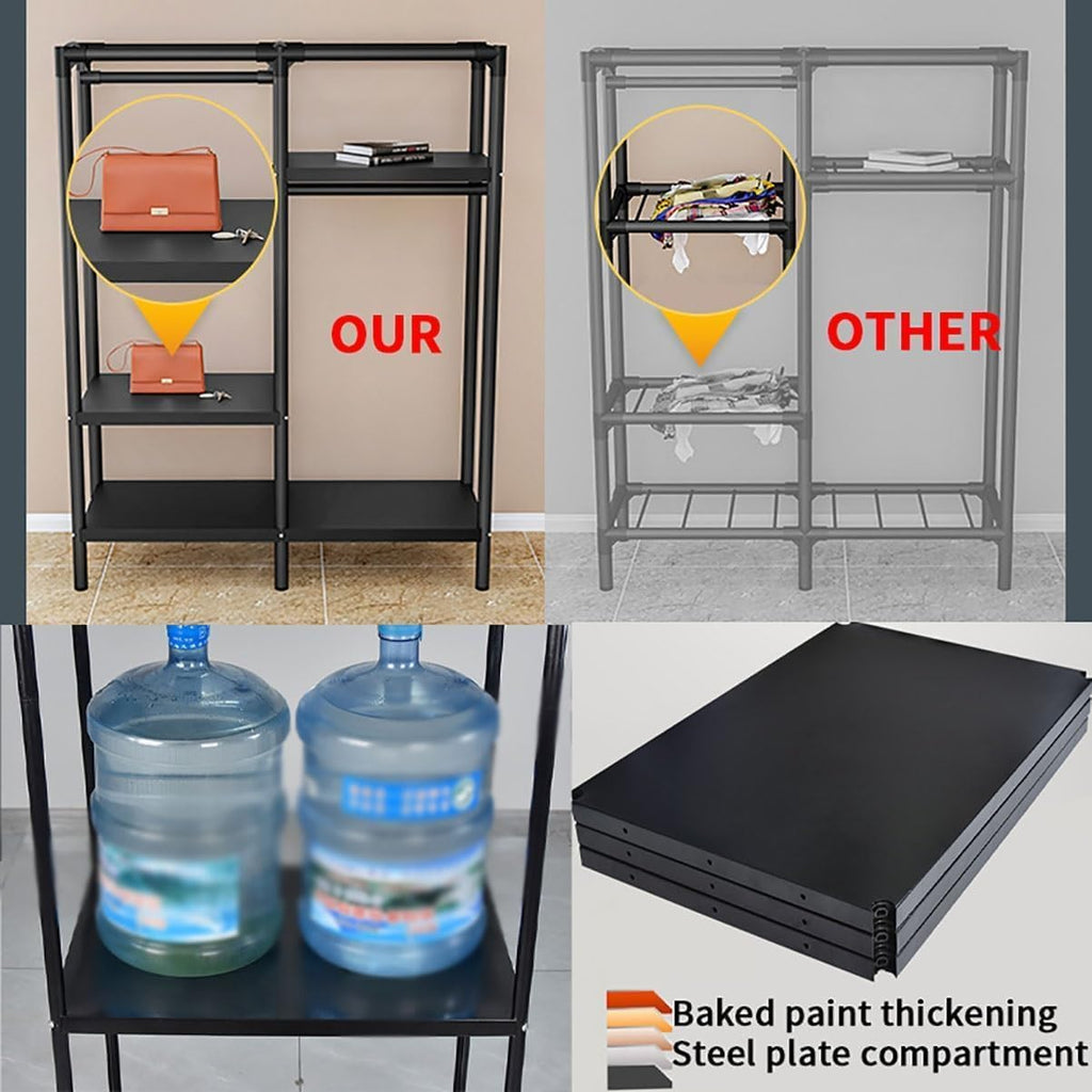 Portable Closet Heavy Duty Garment Rack Portable Closet with Cover Clothing Rack Metal Wardrobe Closet(85 * 45 * 175cm)
