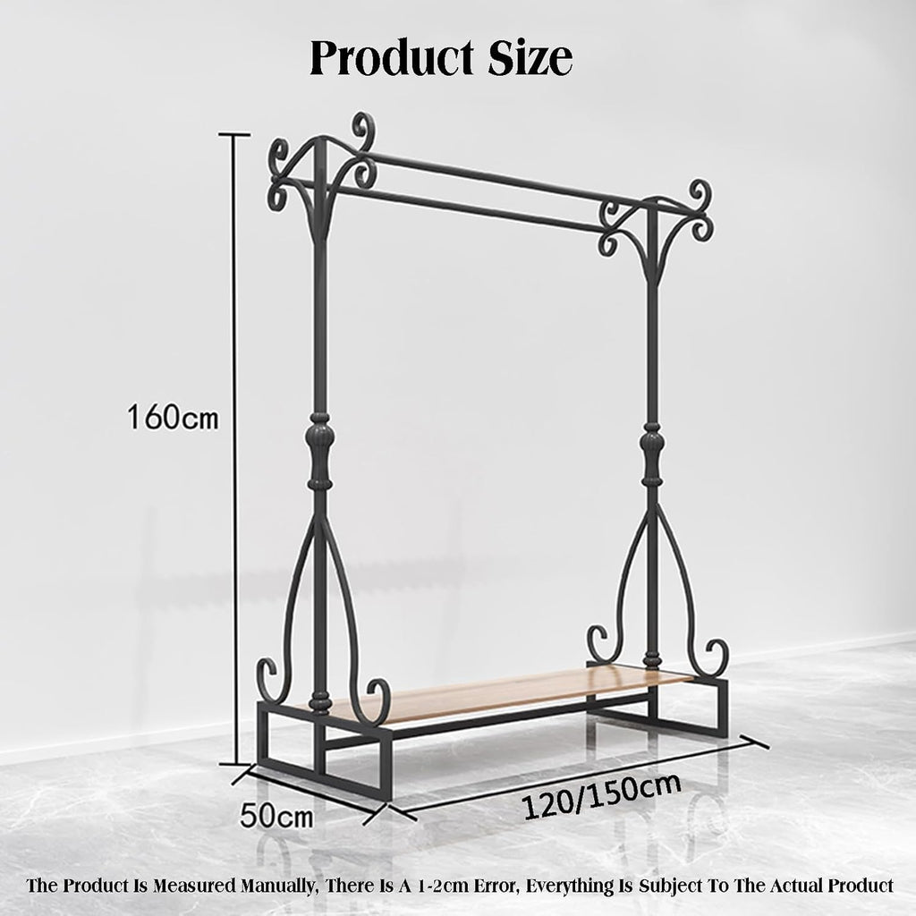 Heavy Duty Garment Racks,Freestanding Rack with Storage Shelves,for Hanging Clothes Coats Skirts Shirts Sweaters(150X50X160cm)