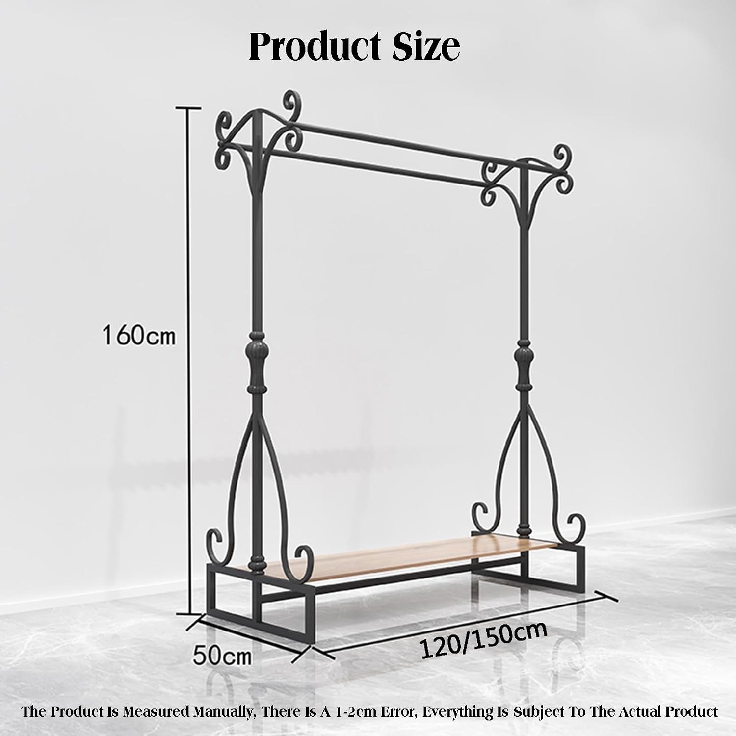 Heavy Duty Garment Racks,Freestanding Rack with Storage Shelves,for Hanging Clothes Coats Skirts Shirts Sweaters(150X50X160cm)