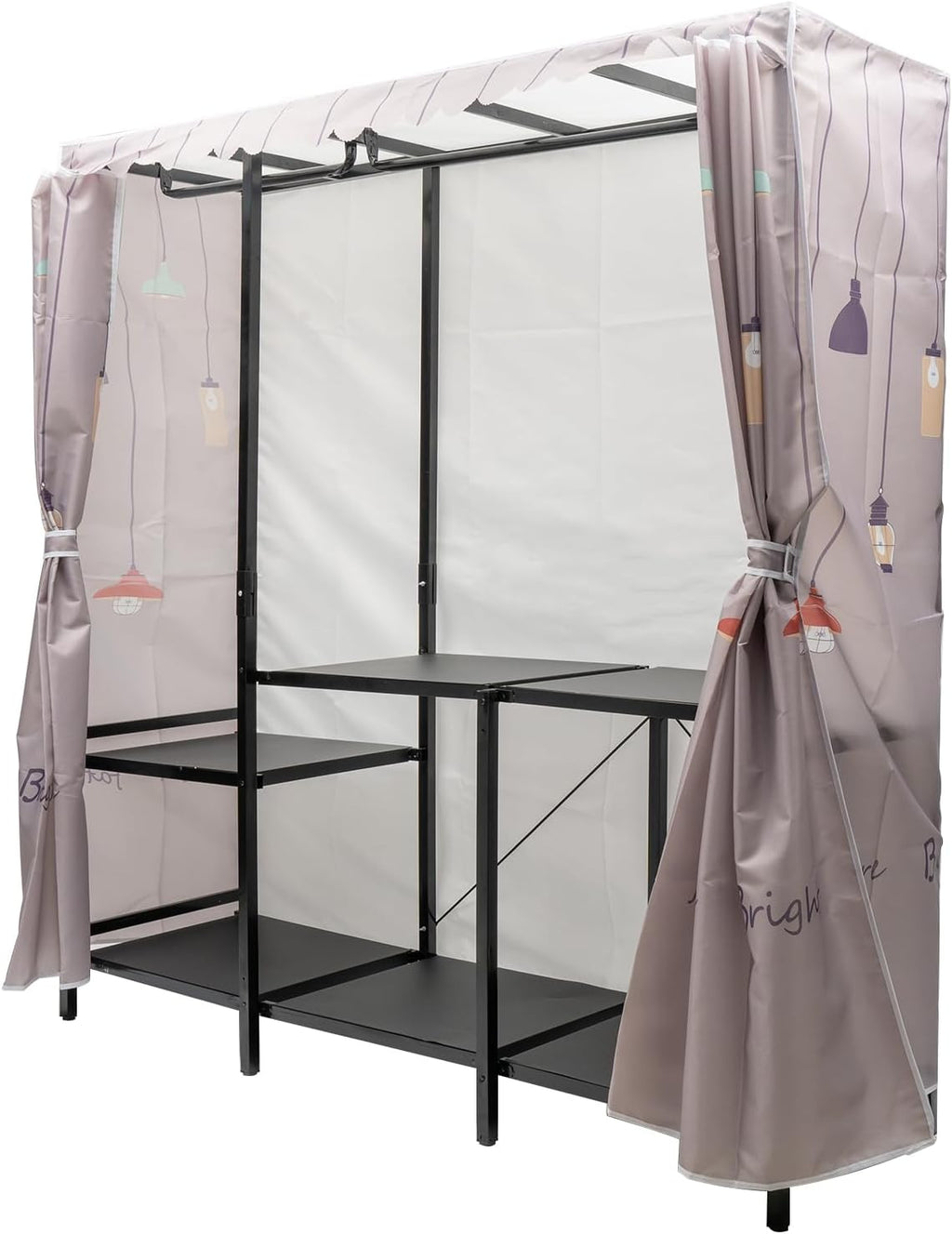 Garment Racks,Clothing Rack for Hanging Clothes with Shelves,Portable Closet System Organizer Garment Rack for Clothes Storage,Free Standing Wardrobe Clothes Organizer,Clothes Rack with Cloth Cover