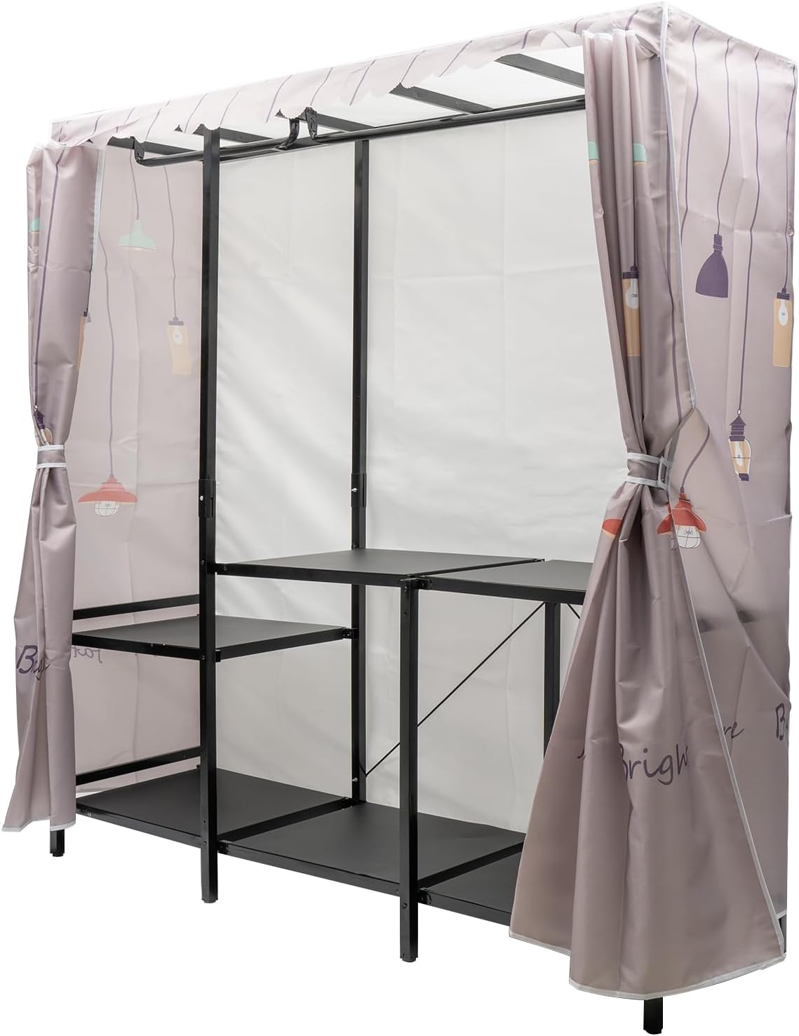 Garment Racks,Clothing Rack for Hanging Clothes with Shelves,Portable Closet System Organizer Garment Rack for Clothes Storage,Free Standing Wardrobe Clothes Organizer,Clothes Rack with Cloth Cover