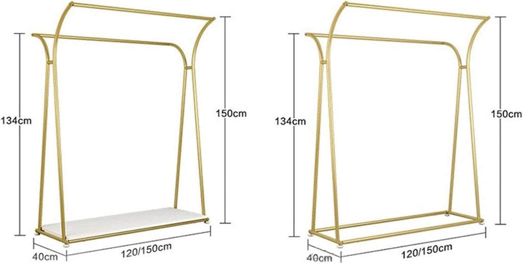 KnoRRs Double-Pole Display Stand,Freestanding Coat Rail with Storage Shelf for Clothes Store,Modern Simple Garment Rack for Coats,Shirts,Trousers,Dresses(Size:150 * 120CM,Color:B) (B 150 * 120CM)
