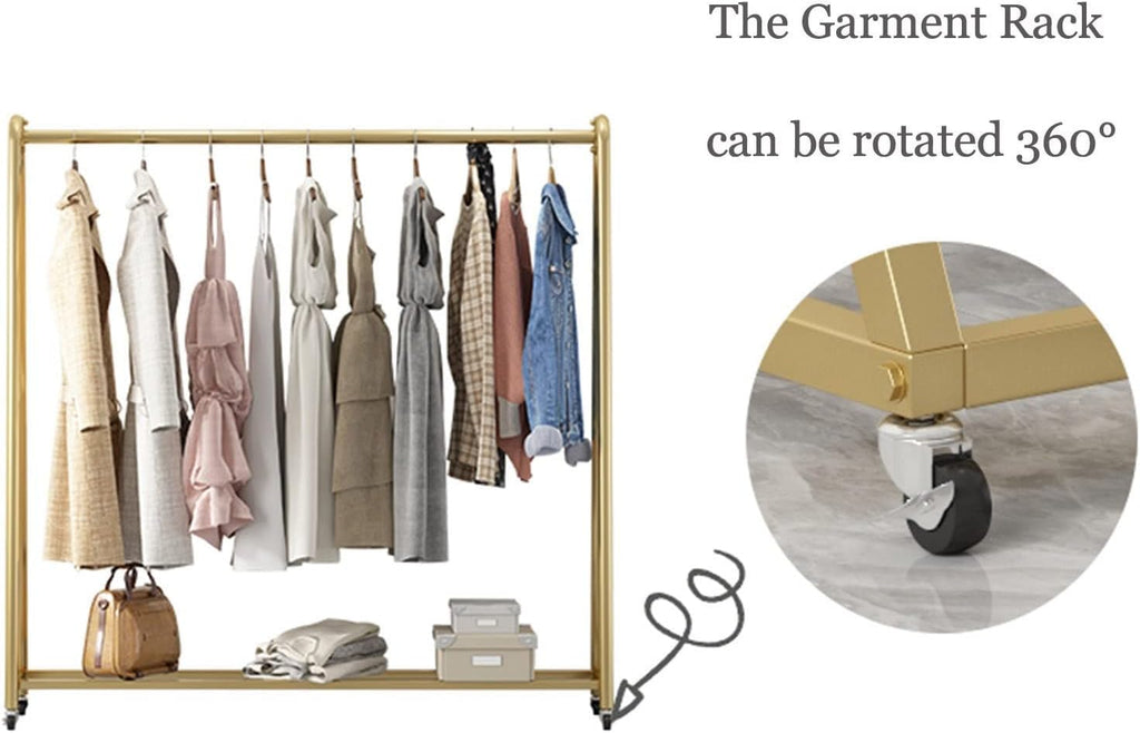 Garment Rack Display Clothes Racks Clothing with Wheels,Clothing Store Retail Racks Commercial Freestanding Hanger for Hanging Clothes,Heavy Duty Organizer (C-L100xH135CM/L39.4x53in