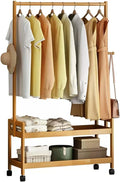 Generic Freestanding Garment Rack, Bedroom Bamboo Clothing Rack, Hanger Clothes Clothing Rail Hanging Rail Clothes Stand
