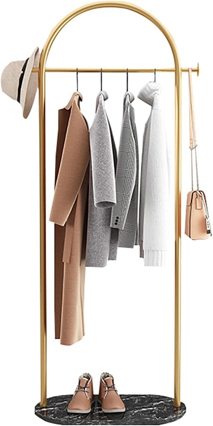 Metal Garment Rack with Bottom Storage Shelf for Bedroom Living Room Freestanding Clothes Rack for Coats Skirts Shirts and Sweaters Portable Clothing Storage Black/Gold/W,C 60cm