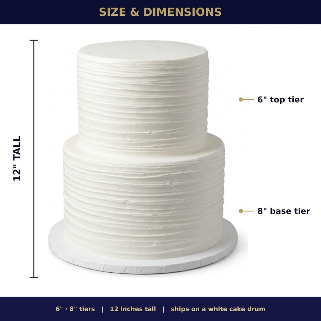 FromJennWithLove 2 Tier Fake Wedding Cake, 12' Tall Handcrafted Ivory Display Cake – 4-Day Artisan Process, Made in USA – Reusable Centerpiece for Weddings & Bridal Showers
