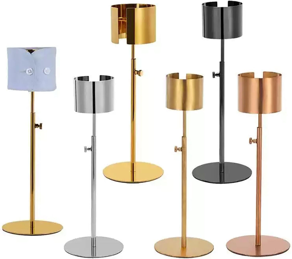 Stainless Steel Shirt Cuff Display Stand, Freestanding Countertop Cuff Holder For Dress Shirts & Suits, Height Adjustable Metal Cuffs Racks, Non-Slip Base(Black,5 Pack)