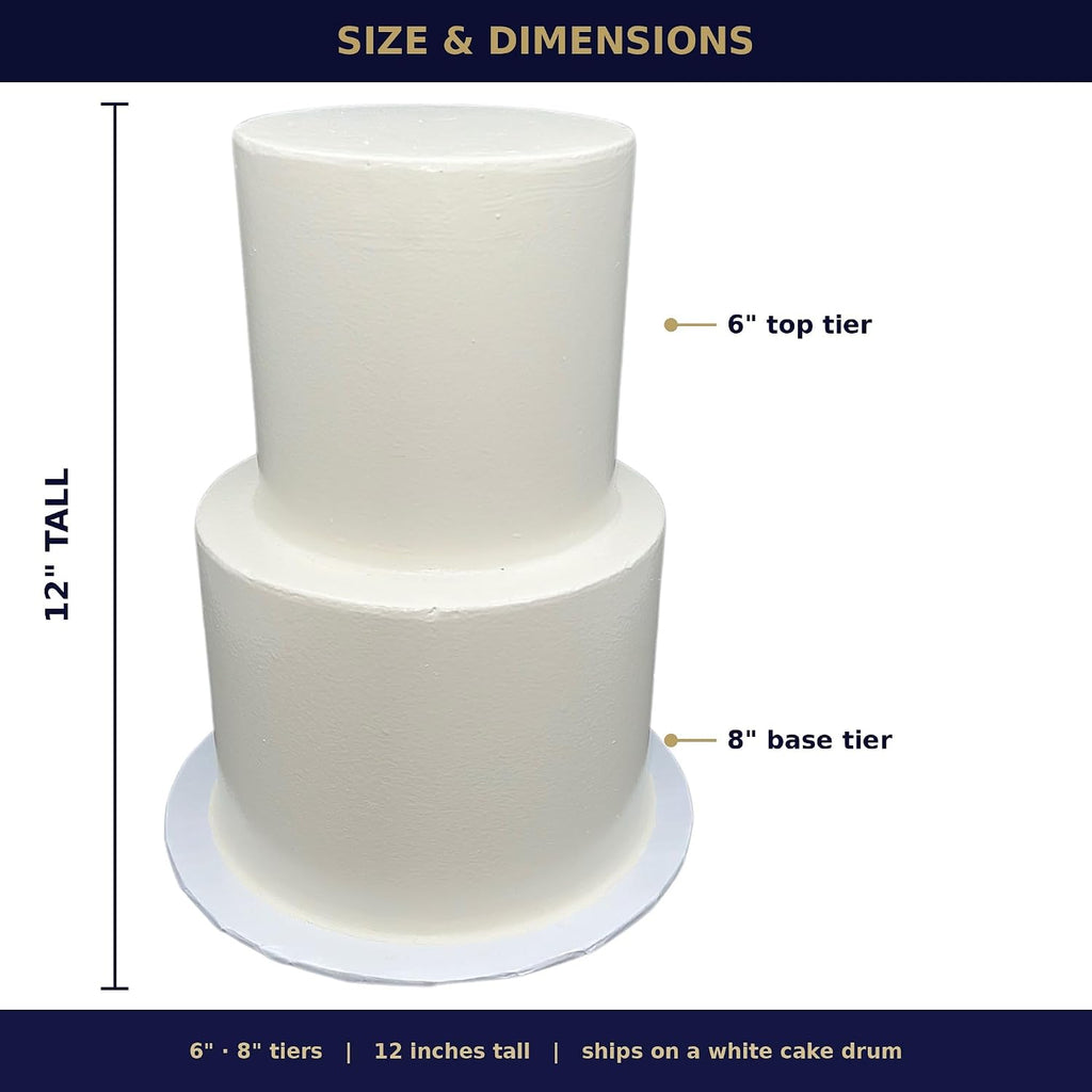 FromJennWithLove 2 Tier Fake Wedding Cake, 12' Tall Handcrafted Ivory Display Cake – 4-Day Artisan Process, Made in USA – Reusable Centerpiece for Weddings & Bridal Showers