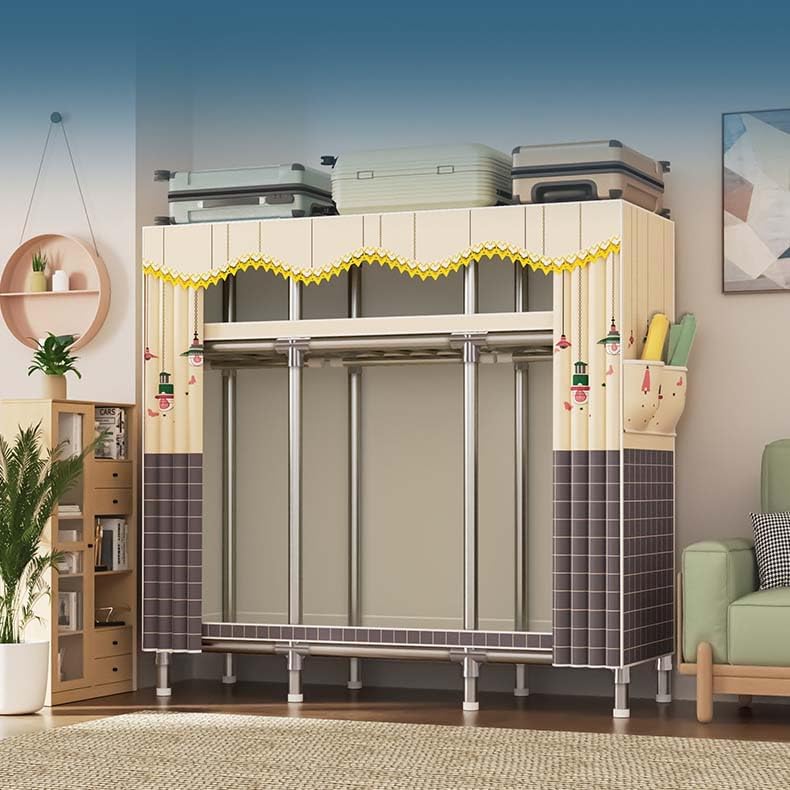 HUHJYUGE Portable Closet for Bedroom, Freestanding Closet Organizer, Heavy Duty Garment Rack, Wardrobe Clothes Organizer with Non-Woven Fabric Cover, Bedroom Armoire, for Cloakroom