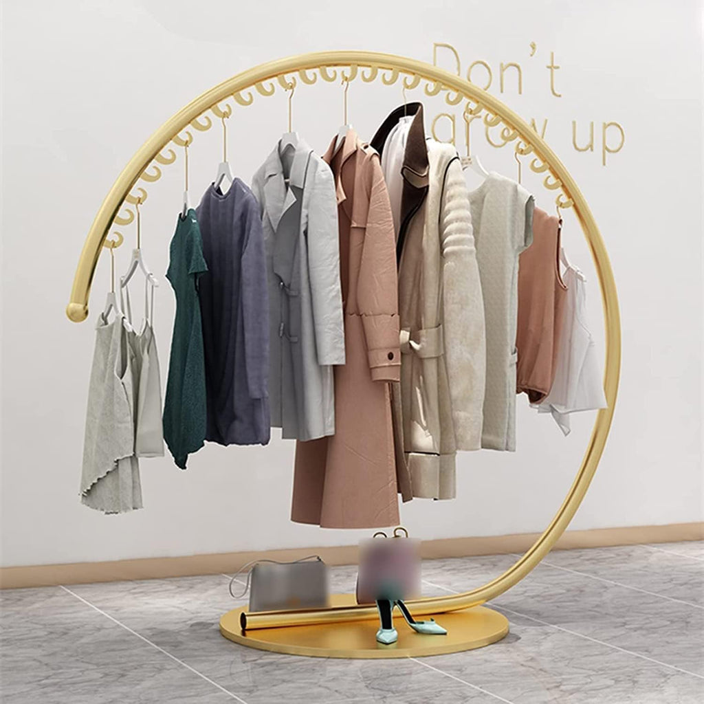 Commercial Shelves Home Coat Rack Stand Clothes Rack Stand, Free Standing Garment Rack, Clothing Store Bedroom Office Storage Shelf, Curved Hang Stand for Dress Suits Handbag Scarf Display ( Color : G