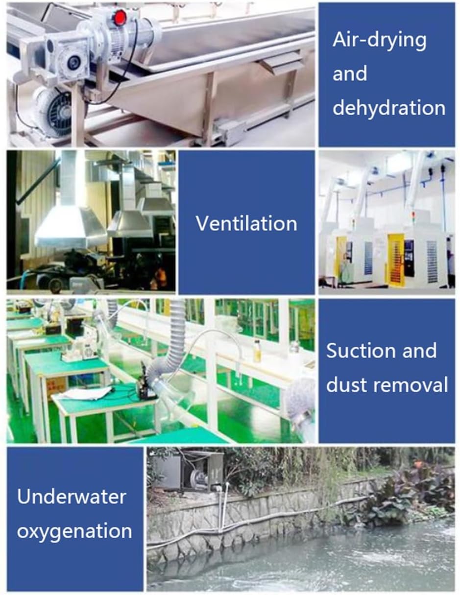 Regenerative Blower 110V 50Hz High-Pressure Vortex Ring Blower, 0.33HP 0.47HP 0.5HP 0.74HP Ring Blower Industrial Vacuum Pump for Air Blowing Or Suction(250W/0.33HP)