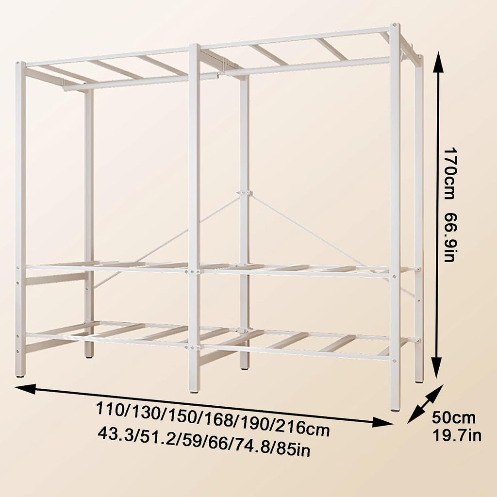 67in Portable Wardrobe Closet, Folding Bedroom Clothes Rack, Garment Rack with Hanging Rod and Fabric Cover, Foldable Design Clothes Rack(168cm/66.2in)