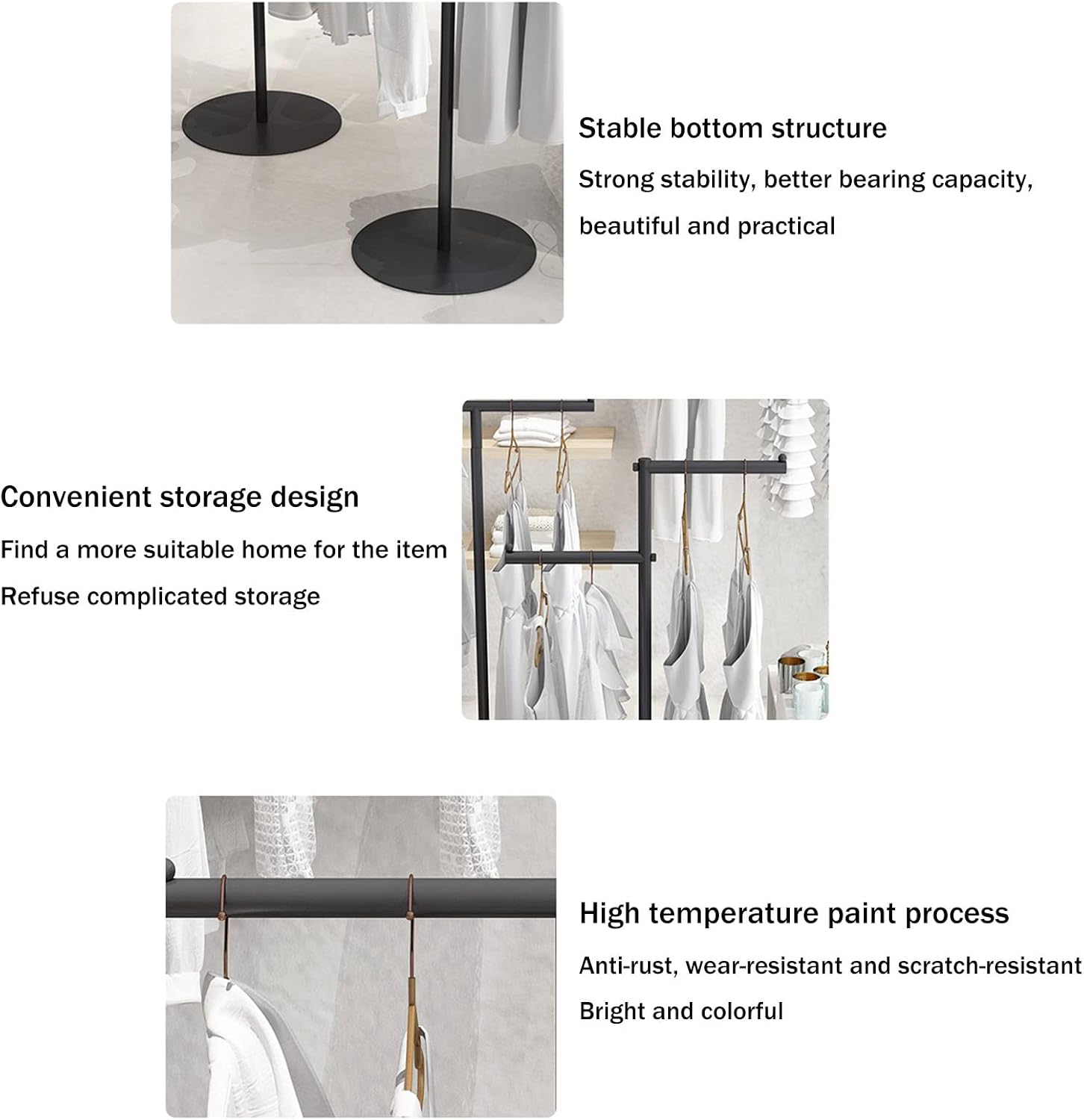 Boutique Clothing Store Clothes Display Rack Metal Hanger, T Shape Creative Freestanding Suit Shirt Clothes Display Entrance Porch Organization Hanging Garment Rack, Clos,BlackHigh and low 60*140cm