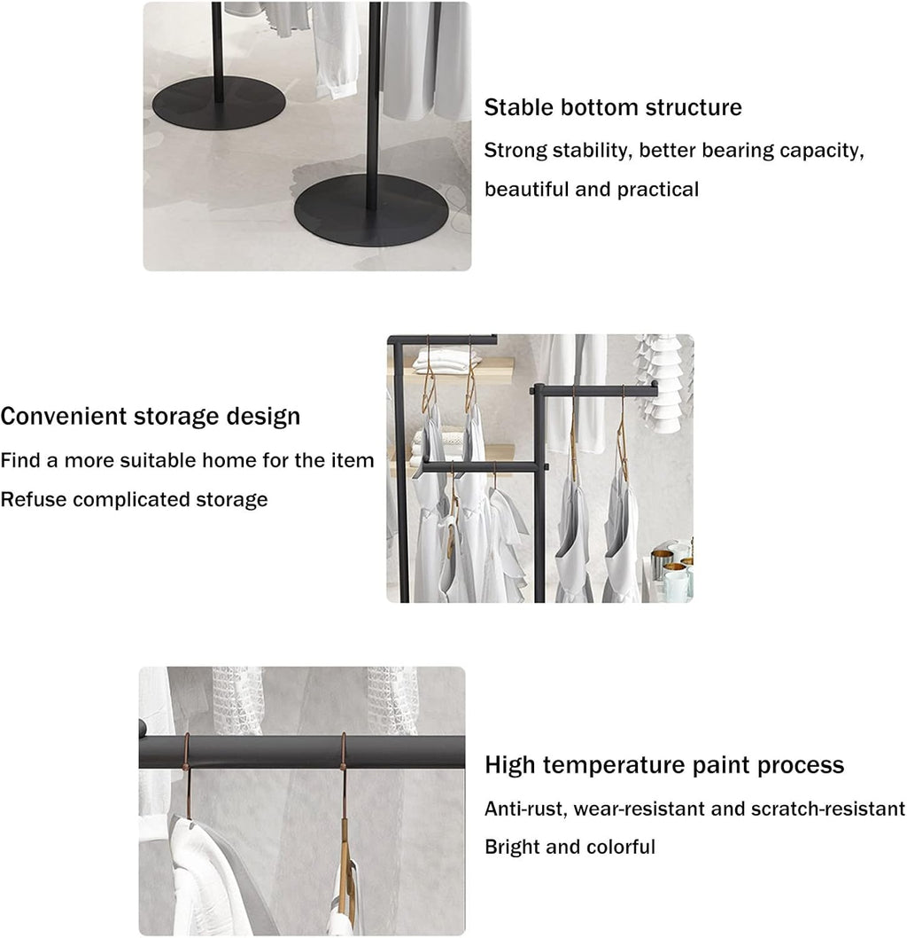 Boutique Clothing Store Clothes Display Rack Metal Hanger, T Shape Creative Freestanding Suit Shirt Clothes Display Entrance Porch Organization Hanging Garment Rack, Clos,BlackT shape 60*140cm
