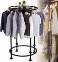 28' Metal Clothing Rack, Freestanding Round Garment Rack, Industrial Pipe Heavy Duty Clothes Rack, Clothes Hanger Rack for Coats, Shirts, Sweaters Wardrobe Rack,Black