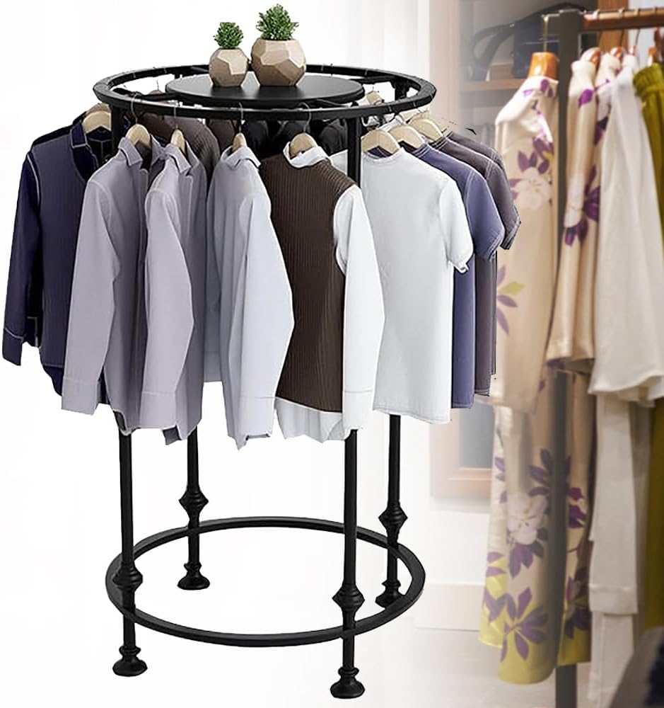 28' Metal Clothing Rack, Freestanding Round Garment Rack, Industrial Pipe Heavy Duty Clothes Rack, Clothes Hanger Rack for Coats, Shirts, Sweaters Wardrobe Rack,Black