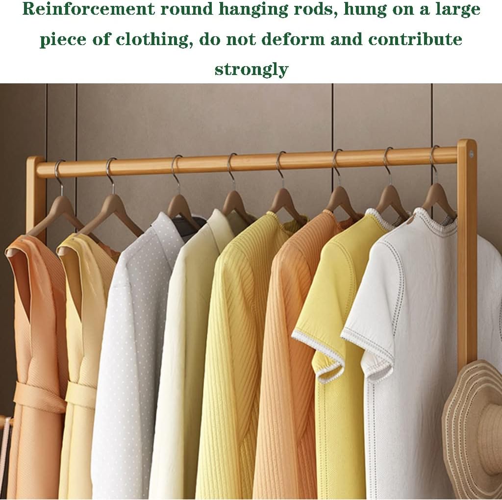 Generic Freestanding Garment Rack, Bedroom Bamboo Clothing Rack, Hanger Clothes Clothing Rail Hanging Rail Clothes Stand