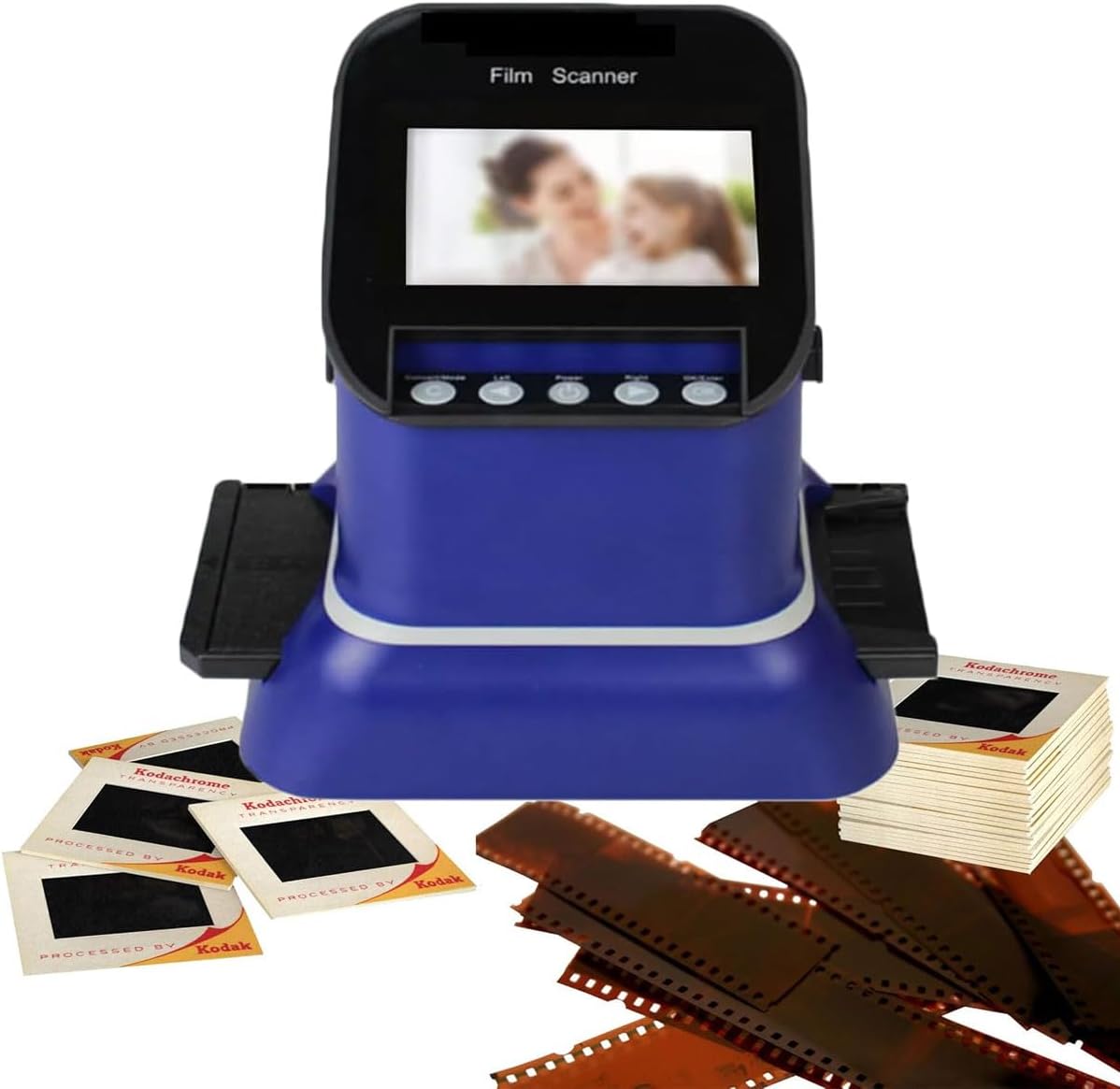 4.3' Digital Film&Slide Scanner, Converts 120 Medium Format, 127 Film, Microfiche, 35mm Negatives&Slides to Digital JPEG, with 8G Memory Card, 22 Million Pixels Film Scanners, for Family Trips