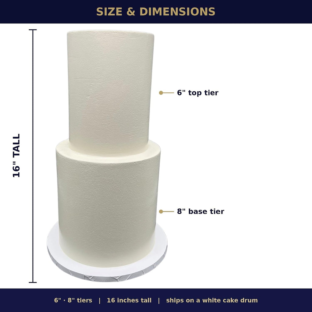 FromJennWithLove 2 Tier Fake Wedding Cake, 16' Tall Handcrafted Ivory Display Cake – 4-Day Artisan Process, Made in USA – Reusable Centerpiece for Weddings & Special Events