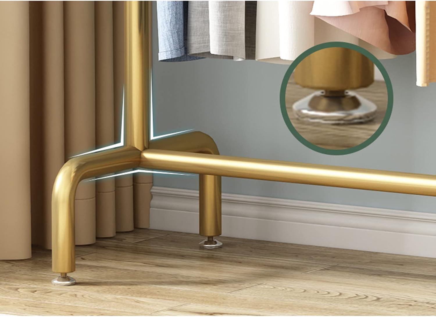 Heavy duty Garment rack Nordic Modern Clothes Rail Heavy Duty Metal Clothing Rack For Bedrooms And Living Rooms Freestanding Retail Display Racks Easy To Assemble Coat Rack For Hangi (Gold 80X40X150C