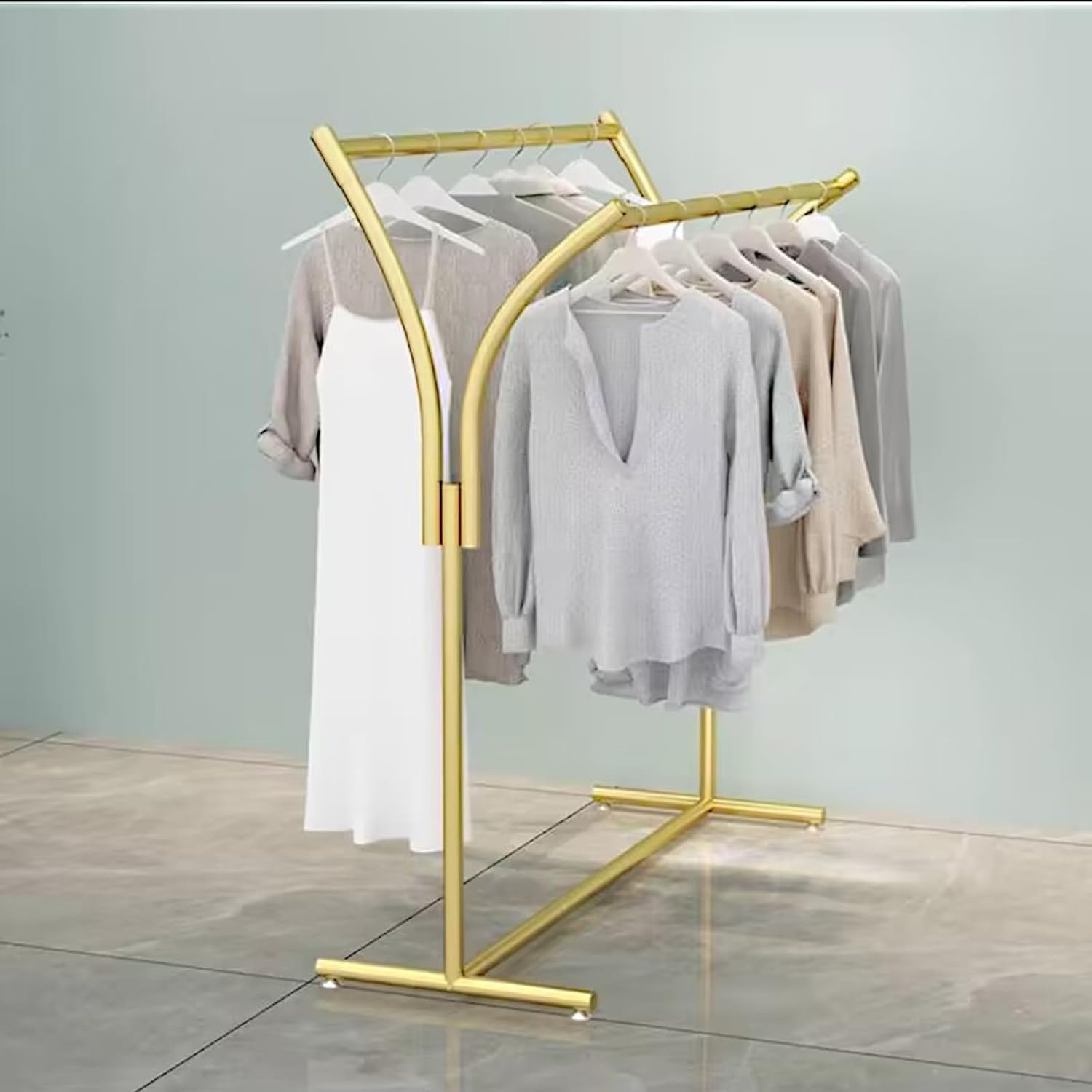 Clothes Racks - Rack For Hanging Clothes Retail Display - Floor Standing Metal Garment Rack - Double Pole Coat Rack, Freestanding Garment Rack, For Bedroom,Home,Office,Indoor(Color:C 100x50x150cm)