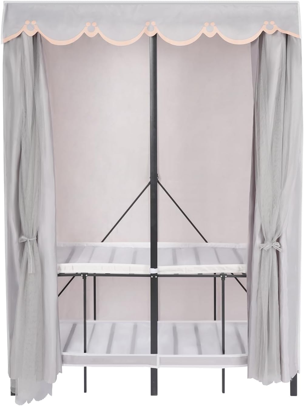 Wardrobe Closet Rack, Heavy-Duty Foldable Garment Rack with Cover, 1100lbs Capability Freestanding Clothes Organizer, Enclosed Curtain Armoires for Hanging Clothes (Grey)