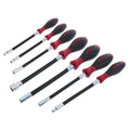 Wiha 37291 Long Flexible Shaft Nut Driver Set with SoftFinish Handles, Metric, 7 Piece