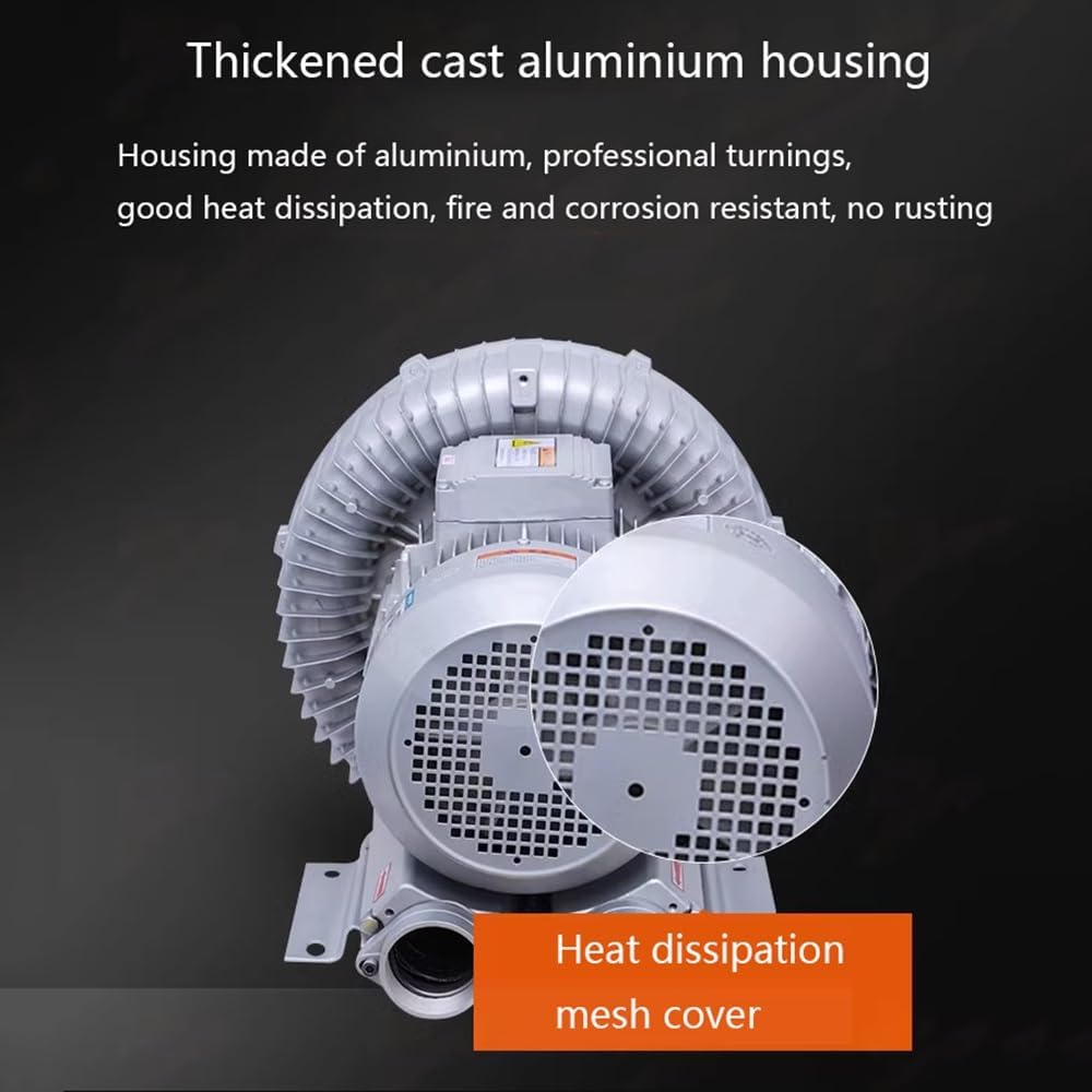 Regenerative Blower, 110V 50Hz Single Phase High-Pressure Vortex Blower, 0.33HP 0.47HP 0.5HP 0.74HP 1.01HP 1.49HP Fish Pond Ring Blower, Industrial Vacuum Pump for Air Blowing(180W/0.24HP)