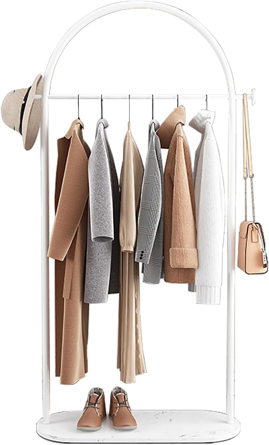 Freestanding Metal Garment Rack - Portable Clothing Storage Solution for Organizing Coats, Skirts, Shirts, and Sweaters - Perfect for Bedroom and Living Room Spaces