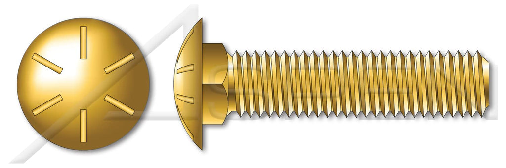 (100 pcs) 1/2'-13 X 4-1/2', Carriage Bolts, Round Head, Square Neck, Full Thread, Grade 8 Steel, Yellow Zinc