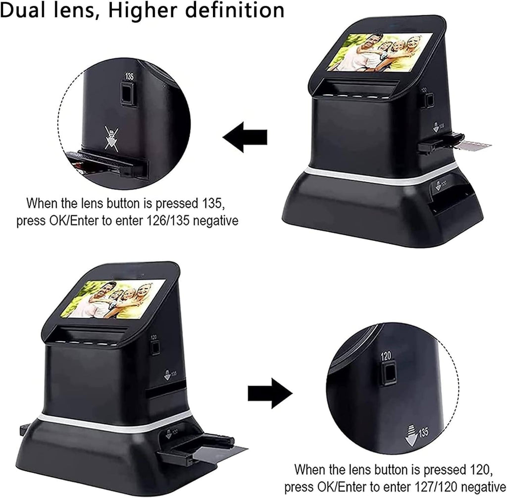 120 High Resolution Film Scanner, Film Negative Scanner 35mm, 22MP High-Resolution Negative Convert Color & B & W, 120, 126, 127 Negatives Slides to JPEG Photos, Support HDMI/USB Output