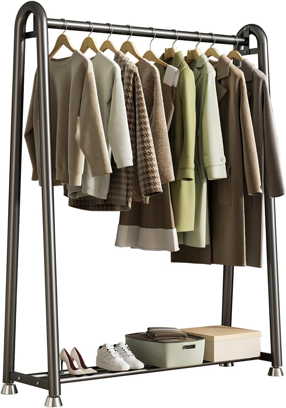 Multi-Functional Bedroom Clothes Rack with Bottom Shelf, 47' Garment Rack for Hanging Clothes, Coats, Shirts, Portable Freestanding Clothing Rack