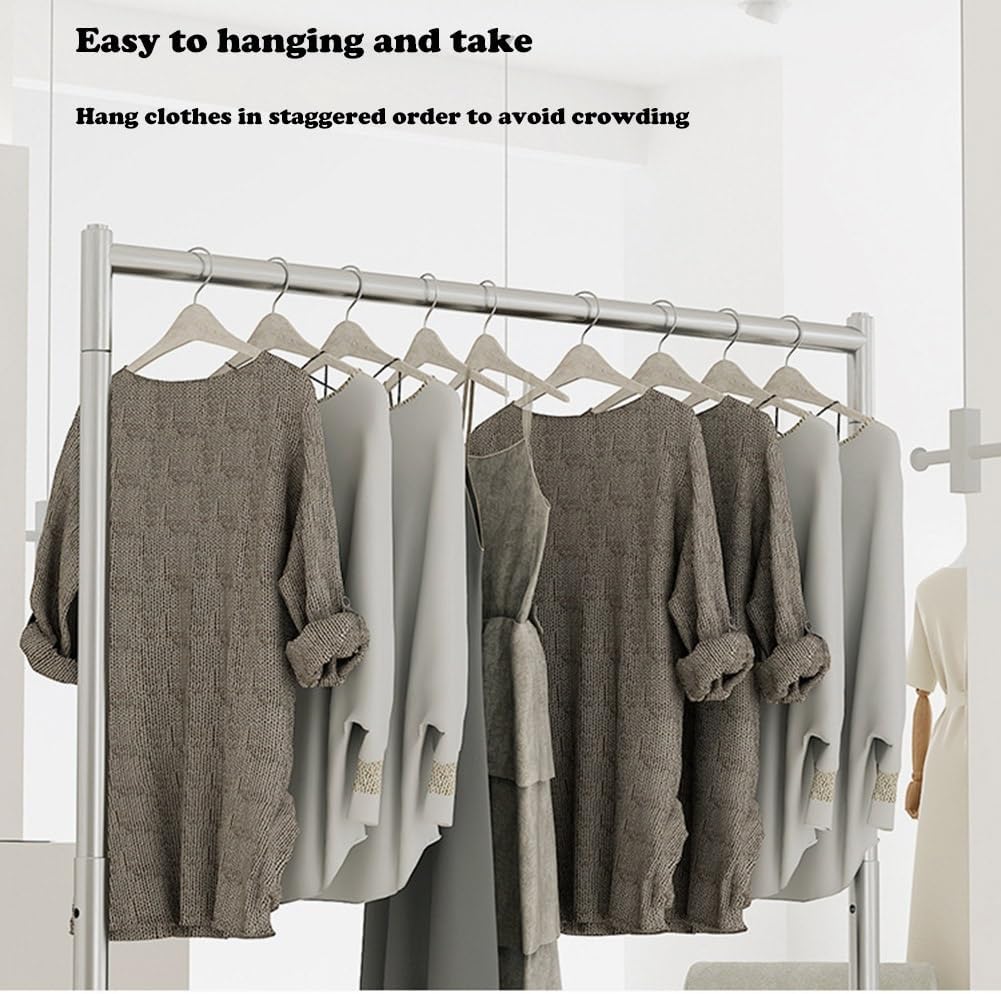 Heavy Duty Clothes Rack on Wheels, Freestanding Height Adjustable Rolling Garment Rack for Hanging Clothes, Coats, Skirts, Shirts(100cm/39in)