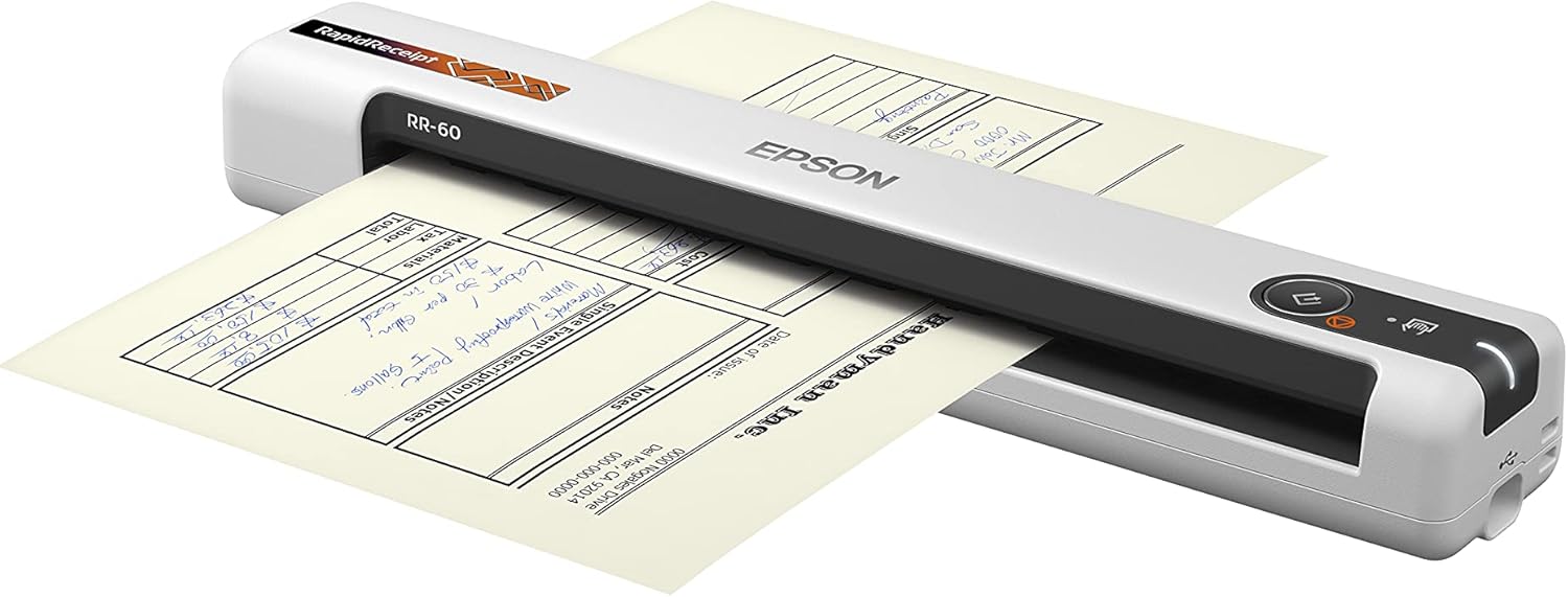 Epson RapidReceipt RR-60 Mobile Tax Receipt and Color Document Scanner with Complimentary Data Management Software for PC & Mac