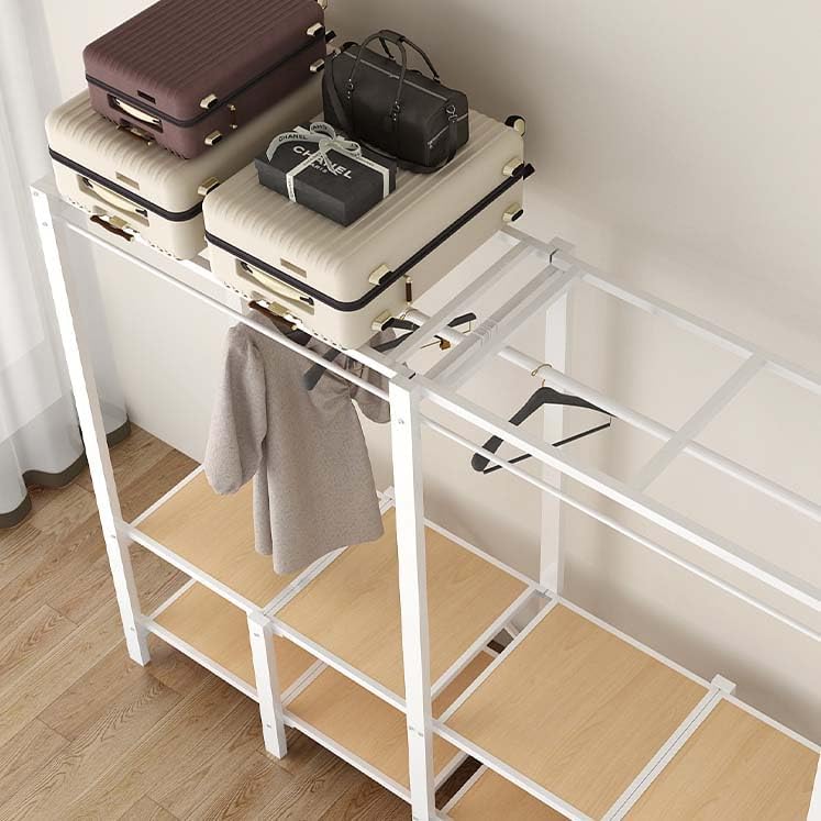 HUHJYUGE Portable Closets for Hanging Clothes, Free Standing Cloth Rack with Cover, Heavy Duty Wardrobe Metal Garment Rack, Spacious Large -Capacity Storage Space, for Bedroom Living Room