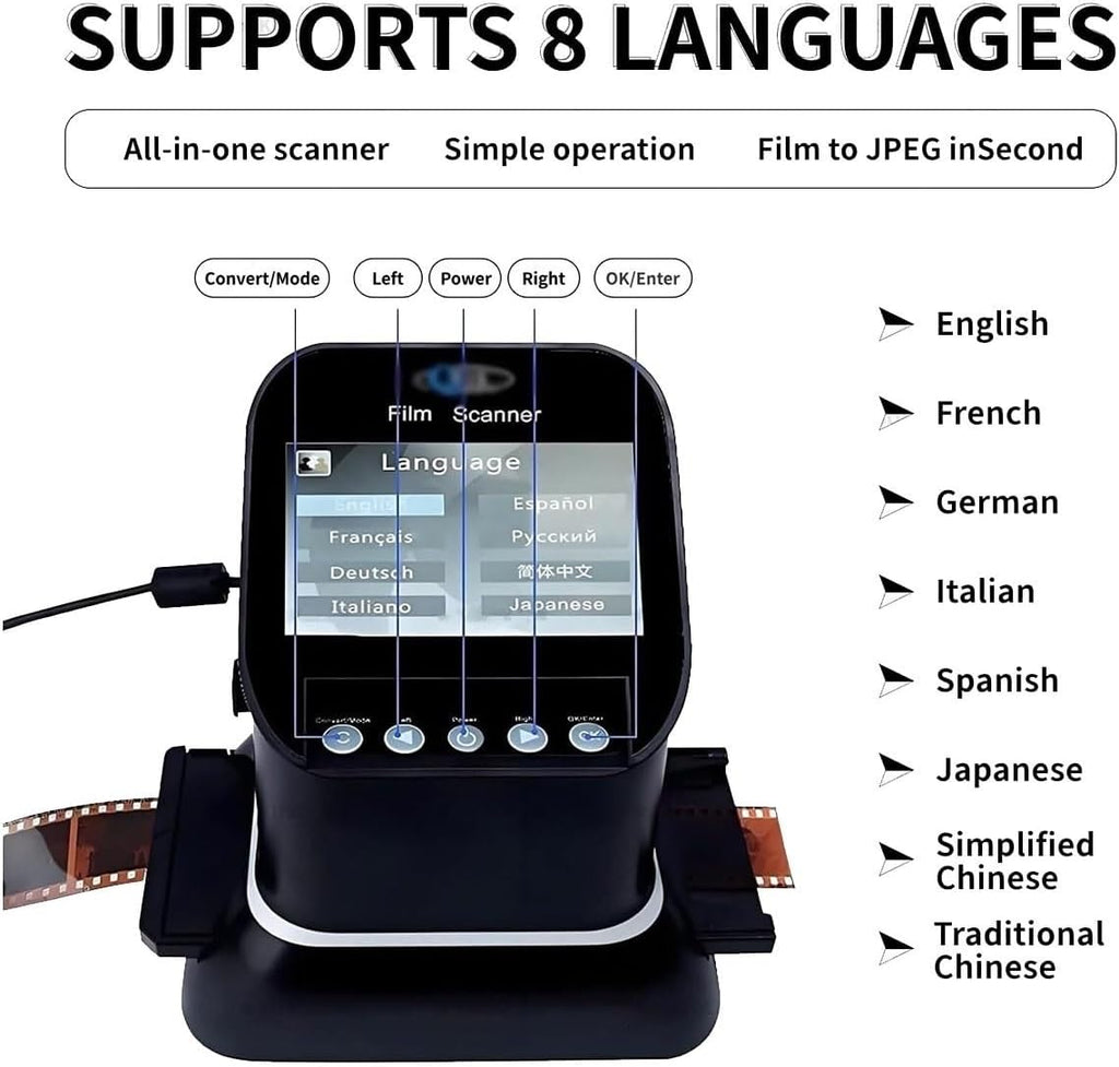 Professional 22MP 35mm & 120 Medium Format Film Scanner with 4.3' LCD High-Resolution Slide & Negative Digitizer No Computer Required