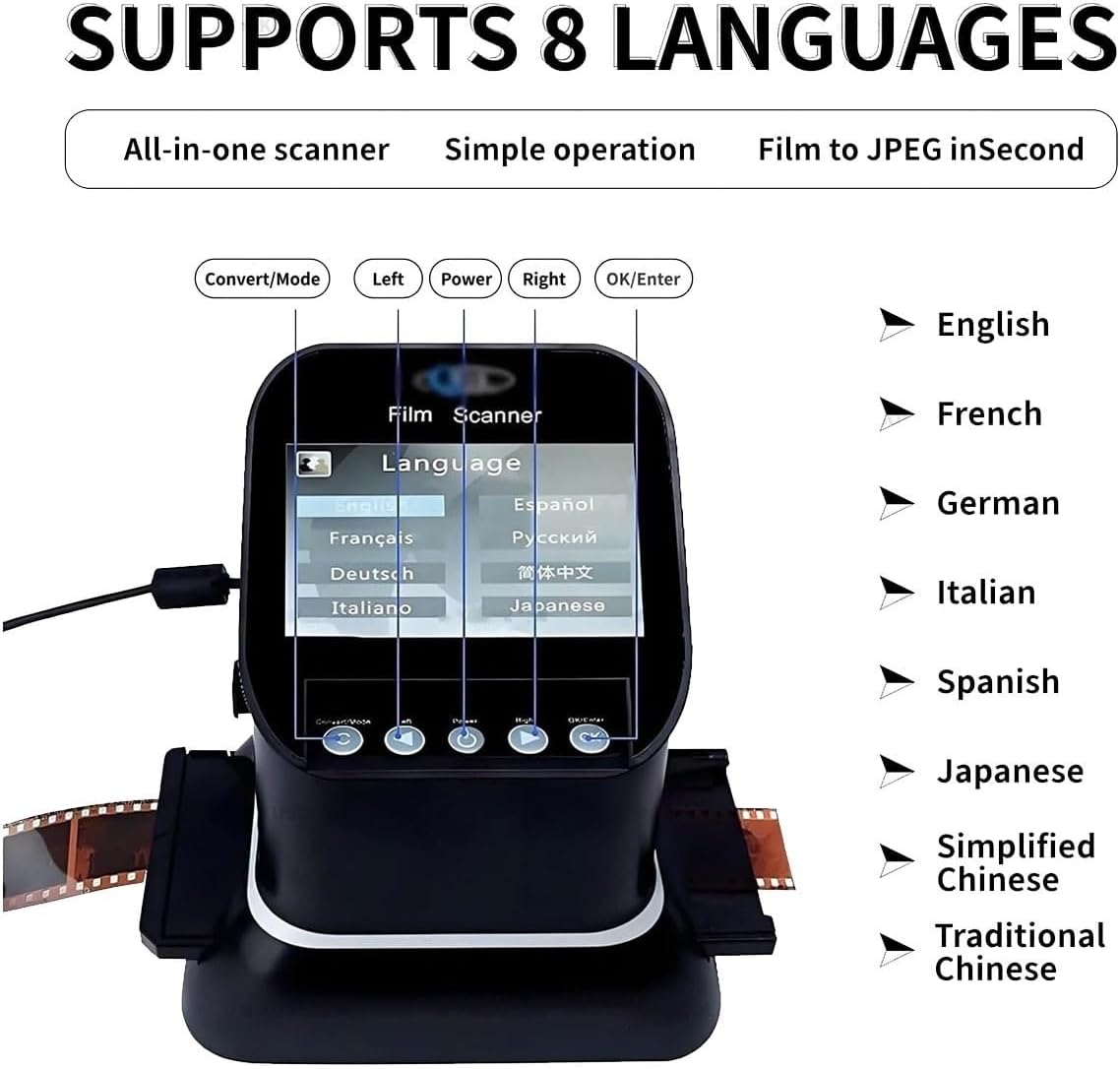 Professional 22MP 35mm & 120 Medium Format Film Scanner with 4.3' LCD High-Resolution Slide & Negative Digitizer No Computer Required