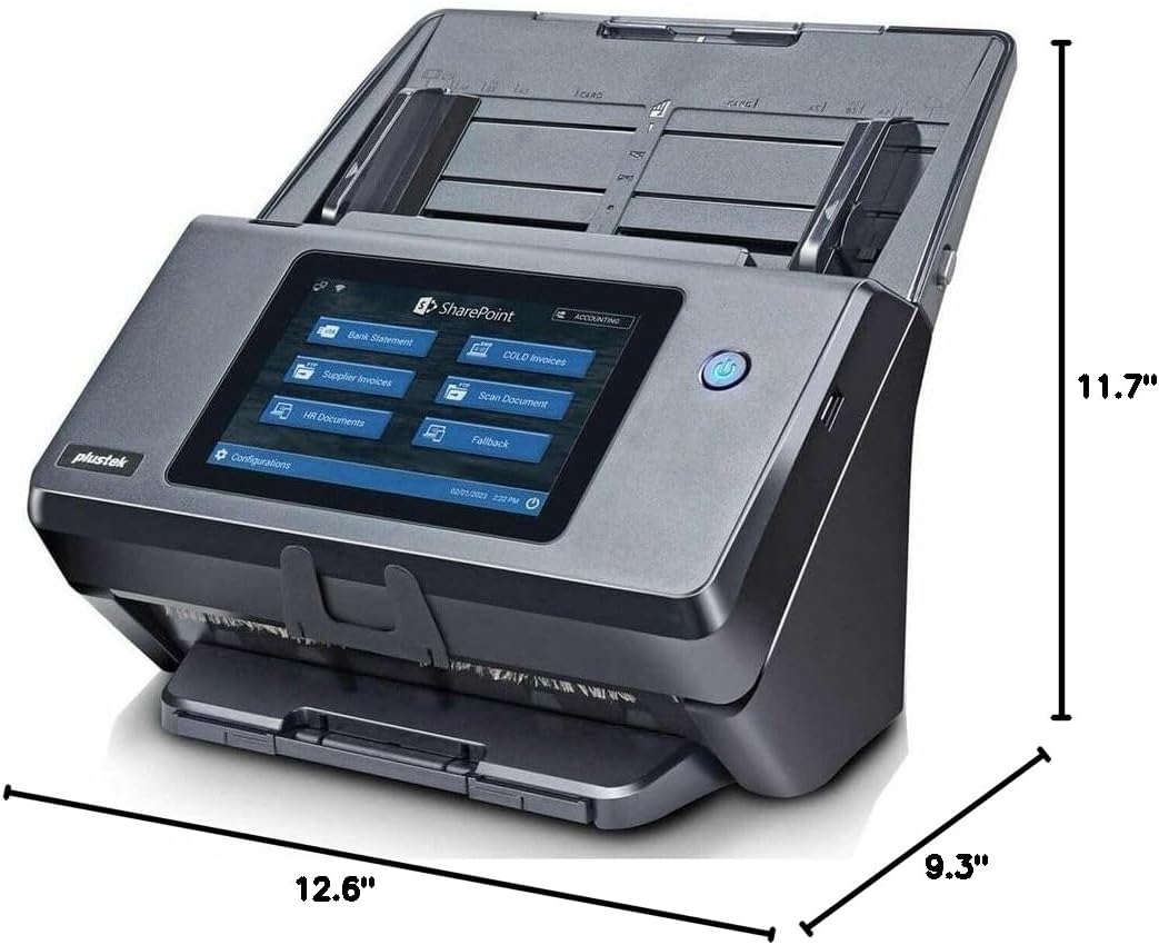 Plustek eScan A450 Pro Network Scanner, PC-Free Standalone, Direct Scan to SharePoint, Built-in OCR with autofill Columns, Easy Deployment, Remote IT Management, Wireless & Ethernet