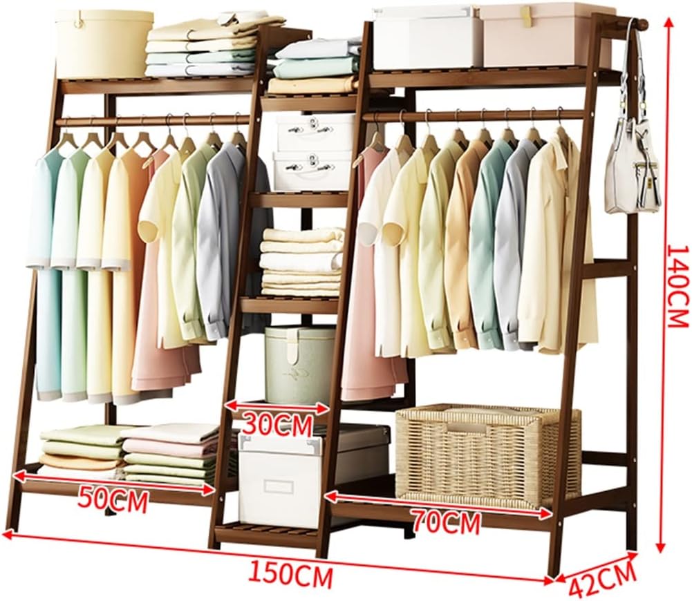Clothing Rack with Shelves, Free Standing Coat Rack, Heavy Duty Clothes Rack, Freestanding Garment Rack, 150 * 42 * 140cm