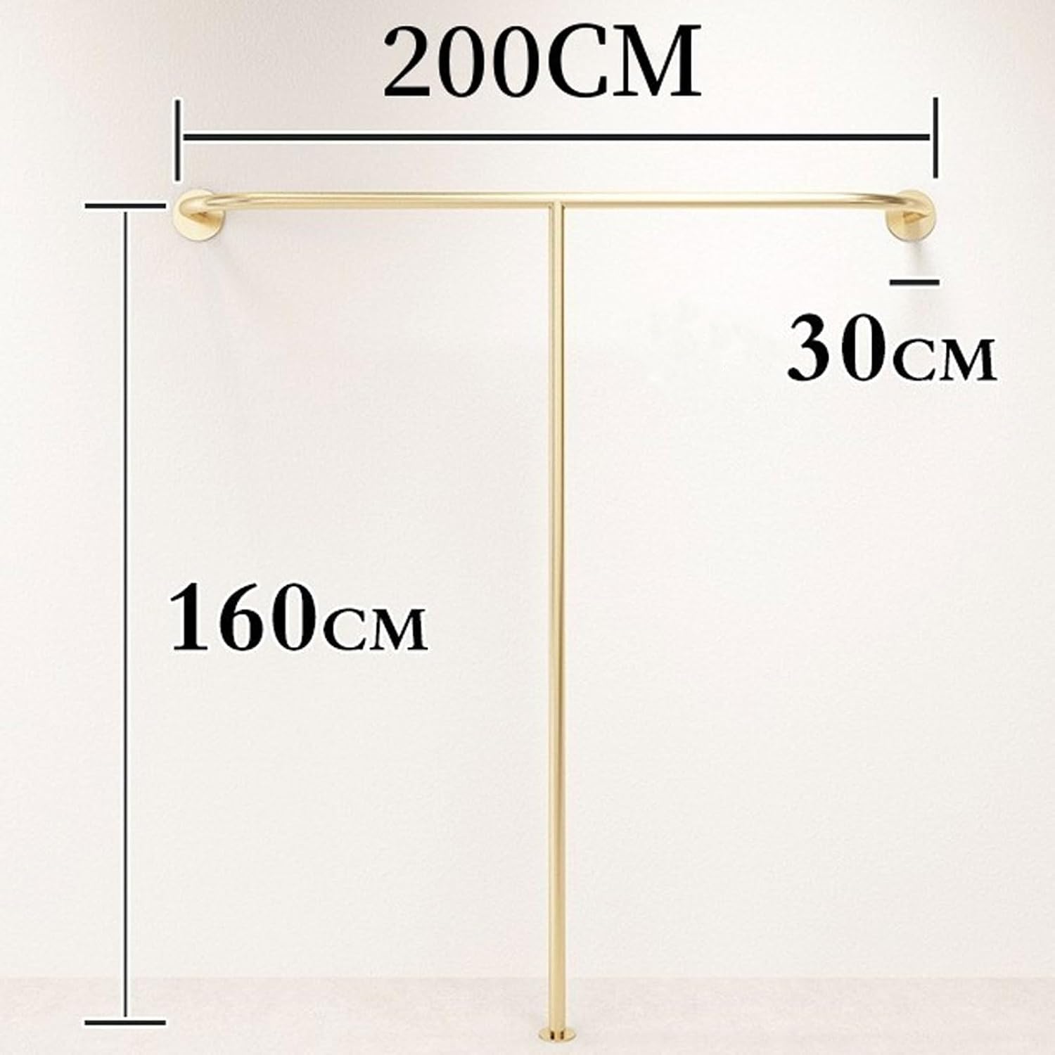 Wall Mounted Clothes Rail Modern Clothes Rack Retail Display Clothes Rack Freestanding Garment Rack Metal Coat Rack Garment Hanging Storage Rail, for Hanging Clothes (Size : 200cm)