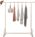 Heavy duty Garment rack White Metal Clothing Rack With Wheels, Commercial Heavy Duty Clothes Rail For Hanging Clothes, Freestanding Clothes Display Rack, Single Rod Coat Rack For Bedrooms ( 80X40X160