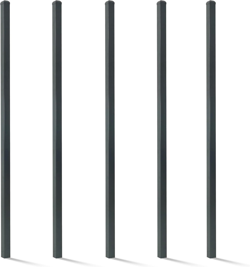 Fencer Wire Pack of 5 Heavy Duty 6FT Outdoor Steel Fencing Border Post, 16 Gauge Anti-Rust Metal Fence Post, 2' Diameter Decorative Garden Fence Post