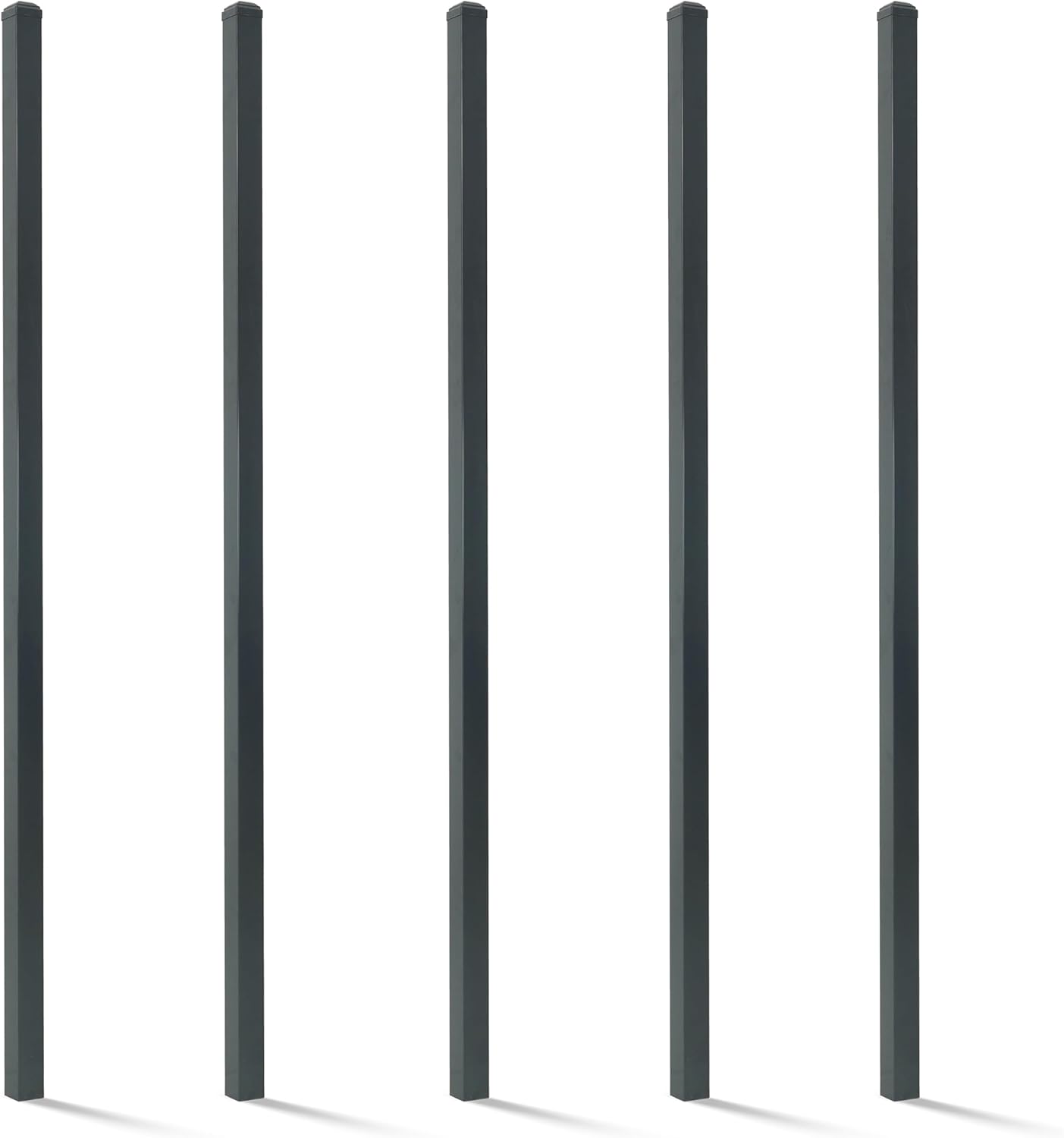 Fencer Wire Pack of 5 Heavy Duty 6FT Outdoor Steel Fencing Border Post, 16 Gauge Anti-Rust Metal Fence Post, 2' Diameter Decorative Garden Fence Post