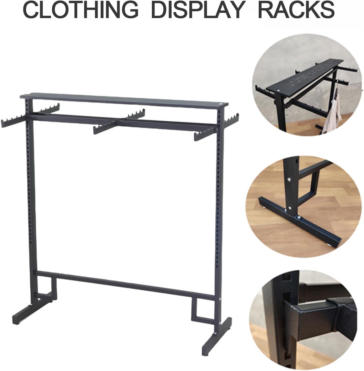 6 Arms Clothing Retail Rack for Clothing Display, Heavy Duty Garment Rack, Free Standing Metal Shirt Rack for Bedroom Retail Boutique Use,Black