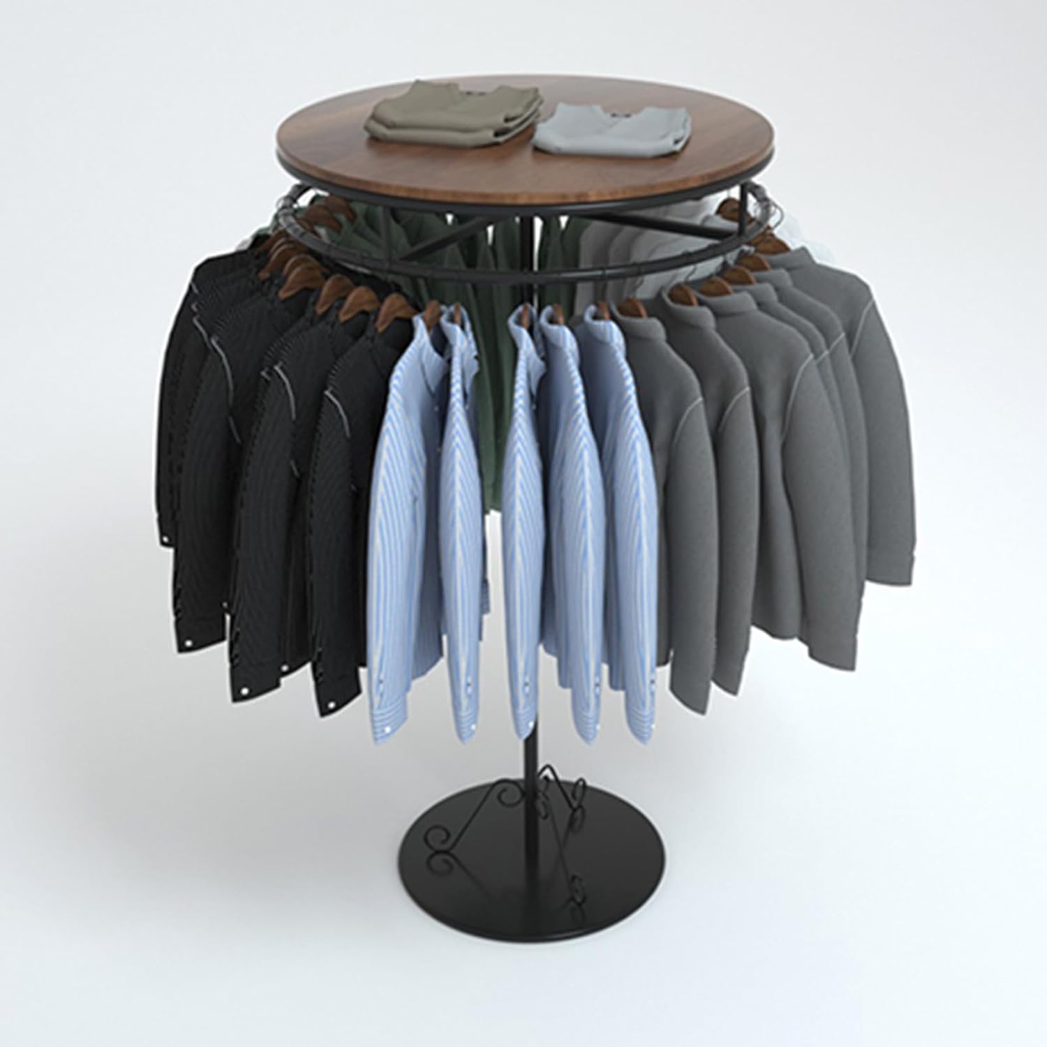 Round Clothing Rack Spiral Dress Rack, Modern Retail Display Rack Shirt Garment Pipe Rack Boutique Clothes Rack, Floor-standing Hanging Rack Freestanding Heavy Duty Coat Rack, Gold