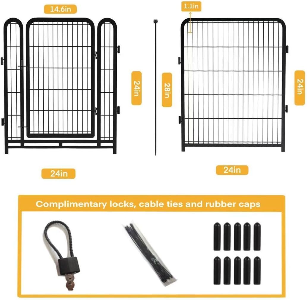 Getlay Dog Playpen 24 inch(H) 16 Panels Dog Fence Outdoor for Yard. Metal Dog Pen Heavy Duty Pet Puppy Exercise Pen for Rv Camping Garden Yard, Wide Door Low Threshold Dog Fence Total 31.4 Ft(L)
