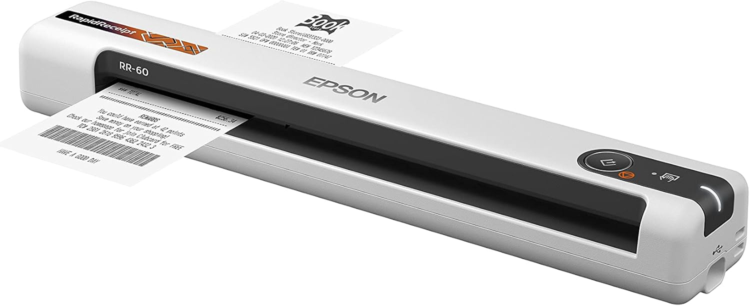 Epson RapidReceipt RR-60 Mobile Tax Receipt and Color Document Scanner with Complimentary Data Management Software for PC & Mac